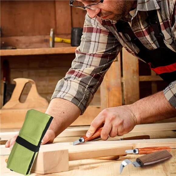 Wood Carving Kit, 17 Pack Wood Whittling Kit Hand Carving Knife Tools Set - Picture 5 of 8